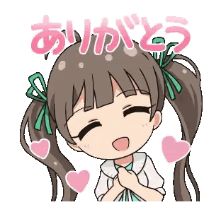 Girl With Pigtails Smiling Hearts Arround Sticker