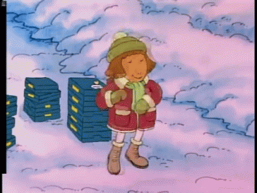 Girl With Pile Of Blue Boxes GIF