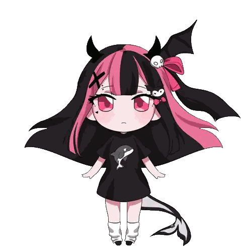 Girl With Pink And Black Hair And Bat On Head Sticker
