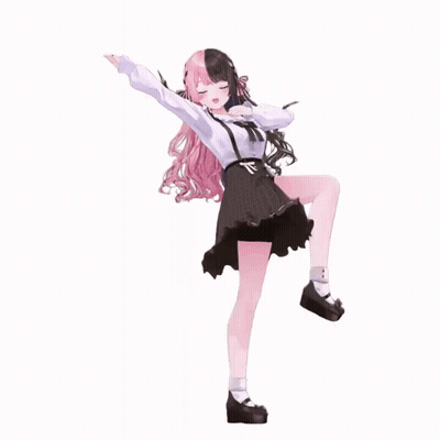 Girl With Pink And Black Hair Dancing On One Leg GIF