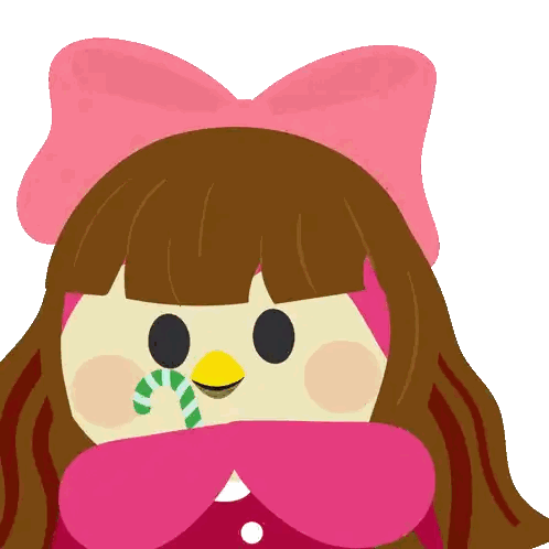 Girl With Pink Bow Holding Candy Cane Sticker