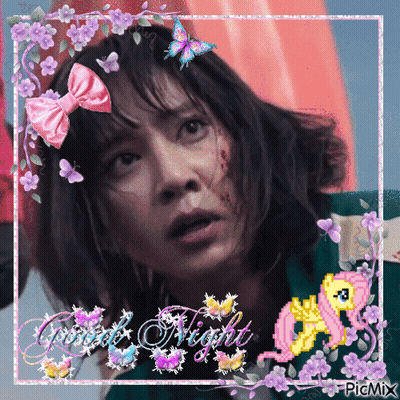 Girl With Pink Bow Saying Good Night GIF