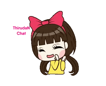 Girl With Pink Bow Saying Thiruden Chat Sticker