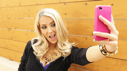 Girl With Pink Cellphone Selfie GIF