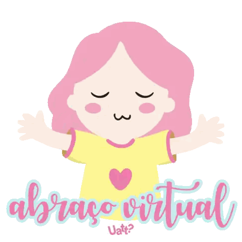 Girl With Pink Hair And Abraco Virtual Sticker