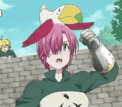Girl With Pink Hair And Bird On Head GIF