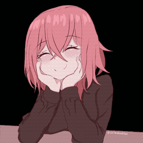 Girl With Pink Hair And Black Sweater GIF