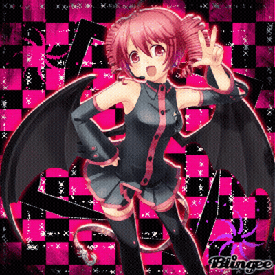 Girl With Pink Hair And Black Wings Blingee GIF