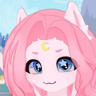 Girl With Pink Hair And Blue Eyes Crescent Moon On Head GIF
