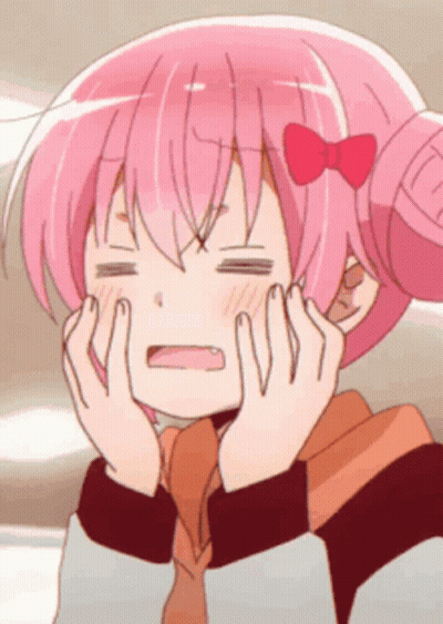 Girl With Pink Hair And Bow Making A Face GIF