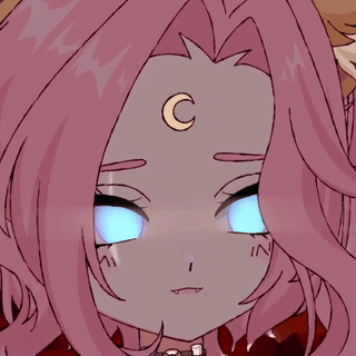 Girl With Pink Hair And Crescent Moon GIF