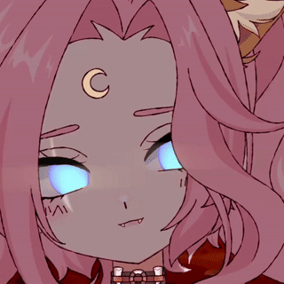 Girl With Pink Hair And Crescent Moon On Forehead GIF