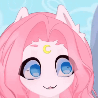 Girl With Pink Hair And Crescent Moon On Forehead GIF