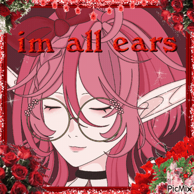 Girl With Pink Hair And Glasses Saying I'm All Ears GIF
