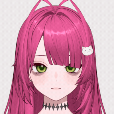 Girl With Pink Hair And Green Eyes And White Cat Clip GIF