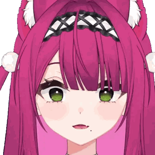 Girl With Pink Hair And Green Eyes Sticker