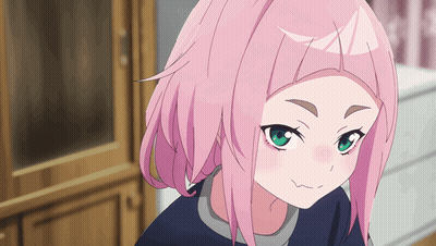 Girl With Pink Hair And Green Eyes Funny Face GIF