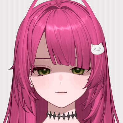 Girl With Pink Hair And Green Eyes Holding Cat In Hair GIF