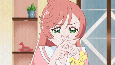 Girl With Pink Hair And Green Eyes Making Shhh Sign GIF
