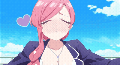 Girl With Pink Hair And Heart Above GIF