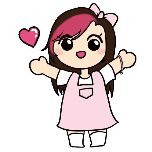Girl With Pink Hair And Heart Behind Sticker