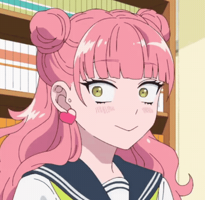 Girl With Pink Hair And Heart Earring GIF