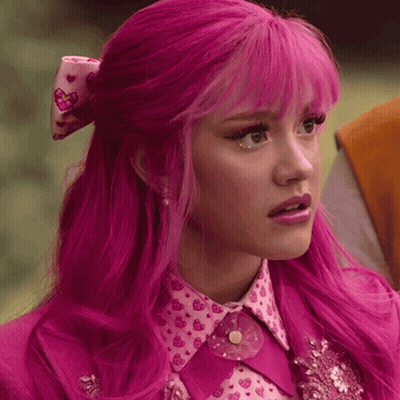 Girl With Pink Hair And Heart Shirt GIF
