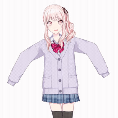Girl With Pink Hair And Purple Cardigan GIF