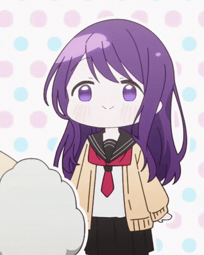 Girl With Pink Hair And Purple Eyes At Desk In Classroom GIF