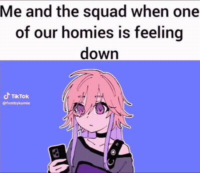 Girl With Pink Hair And Purple Eyes Holding Cell Phone GIF