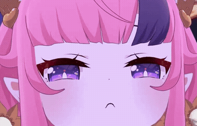 Girl With Pink Hair And Purple Eyes Sad Face GIF