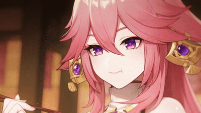 Girl With Pink Hair And Purple Eyes Using Chopsticks GIF