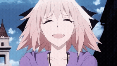 Girl With Pink Hair And Purple Shirt Smiling GIF