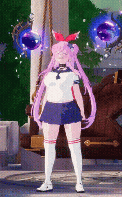 Girl With Pink Hair And Purple Sphere GIF