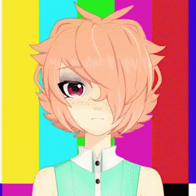 Girl With Pink Hair And Red Eyes GIF