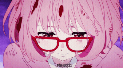 Girl With Pink Hair And Red Glasses Saying Sorry GIF