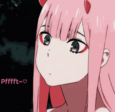 Girl With Pink Hair And Red Horns Saying Pffft GIF