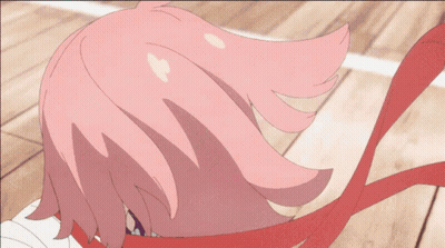 Girl With Pink Hair And Red Ribbon GIF