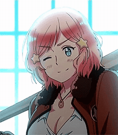 Girl With Pink Hair And Star Smiling GIF