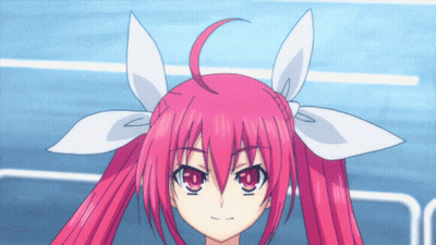 Girl With Pink Hair And White Bows GIF