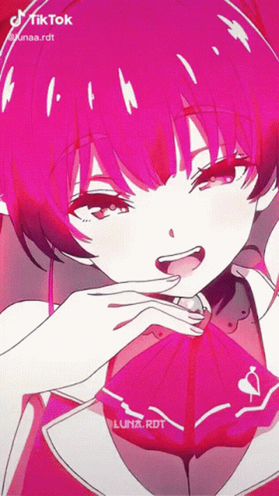 Girl With Pink Hair And White Shirt GIF