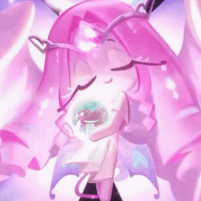 Girl With Pink Hair And Wings Holding Snow Globe GIF