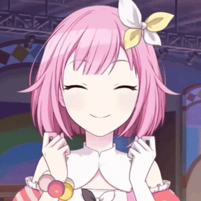 Girl With Pink Hair And Yellow Flower Smiling GIF