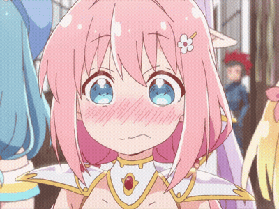 Girl With Pink Hair Blue Eyes And Flower On Head GIF