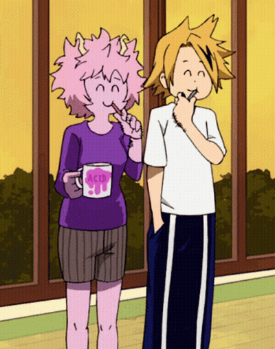Girl With Pink Hair Brushing Teeth GIF