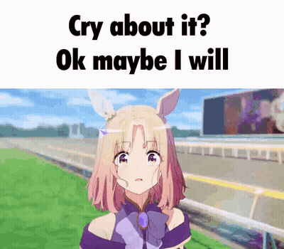Girl With Pink Hair Crying In Front Of Race Track GIF