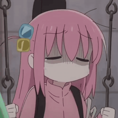 Girl With Pink Hair Crying On Swing GIF