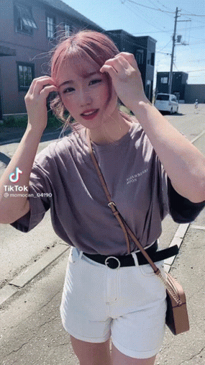 Girl With Pink Hair Gray Strawberry T-Shirt GIF