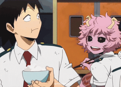 Girl With Pink Hair Holding Chopsticks GIF