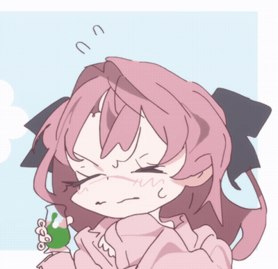 Girl With Pink Hair Holding Green Cup GIF